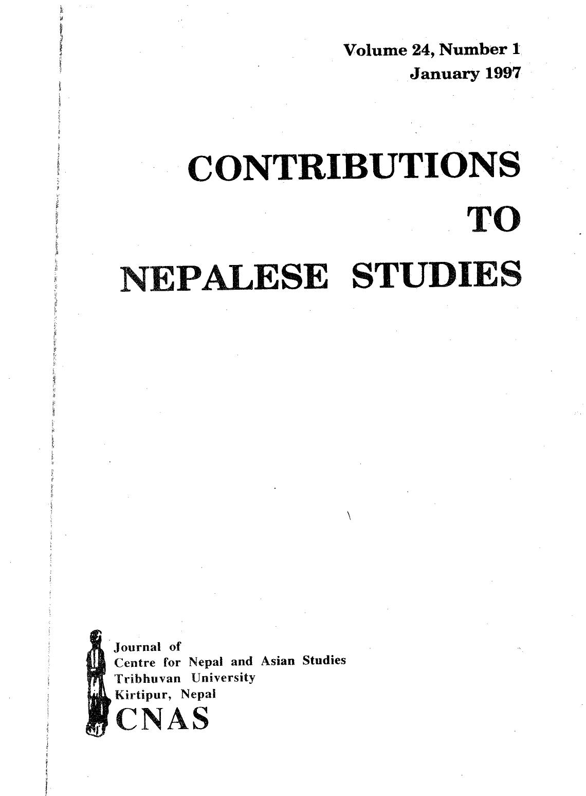 Contributions To Nepalese Studies :Volume24-01